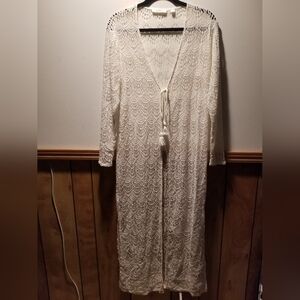 👙KOY Resort crochet/lace dress cover up with front tassels